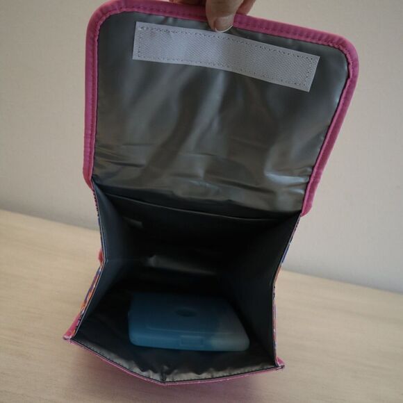 Betsey Johnson TBJ-1299 Pink Embroidered Hearts N/S Flap Lunch Tote Bag - Picture 4 of 8